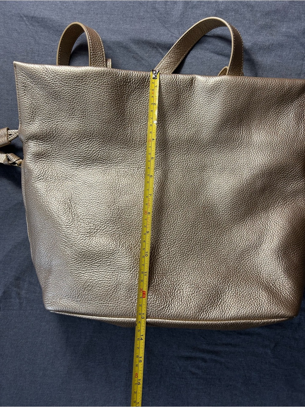 Everyday Metallic Gold Pebbled Leather Tote - Picture 7 of 7